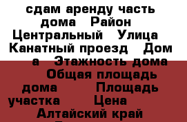 сдам аренду часть дома › Район ­ Центральный › Улица ­ Канатный проезд › Дом ­ 49 а › Этажность дома ­ 1 › Общая площадь дома ­ 30 › Площадь участка ­ 2 › Цена ­ 8 000 - Алтайский край, Барнаул г. Недвижимость » Дома, коттеджи, дачи аренда   